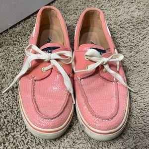 Pink sequin Sperry Topsider boat shoes